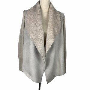 Grace Elements Womens Faux Suede & Knit Cardigan